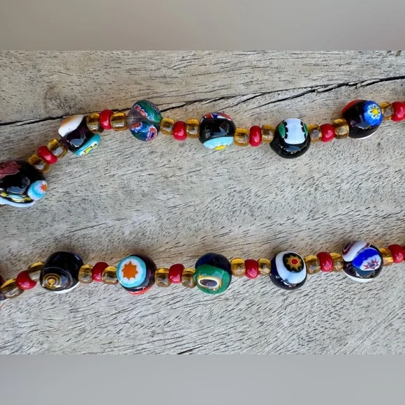 VINTAGE ITALIAN MURANO VENETIAN MILLEFIORI MORETTI GLASS BEAD NECKLACE - Picture 16 of 16